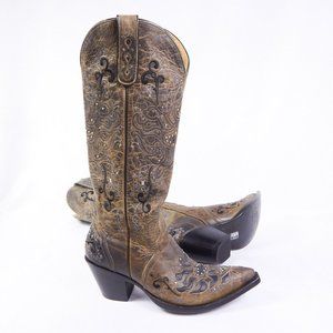 Sterling River Boots Leather Western Stud Cowgirl